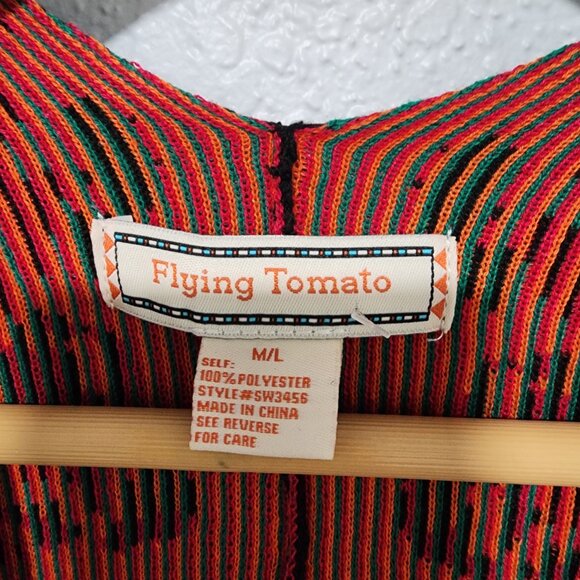 Flying Tomato Poncho Cape Wrap Kimono Floral Retro Fringe Medium/Large - Picture 5 of 6